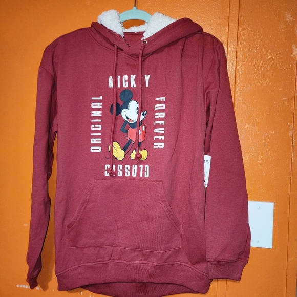 Mickey Mouse Women's Faux Sherpa Knit Hoodie Top - Picture 7 of 7